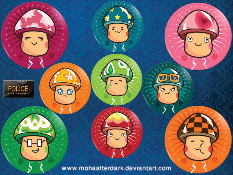 Funny Mushroom Buttons