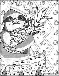 Sloth Coloring Book Page