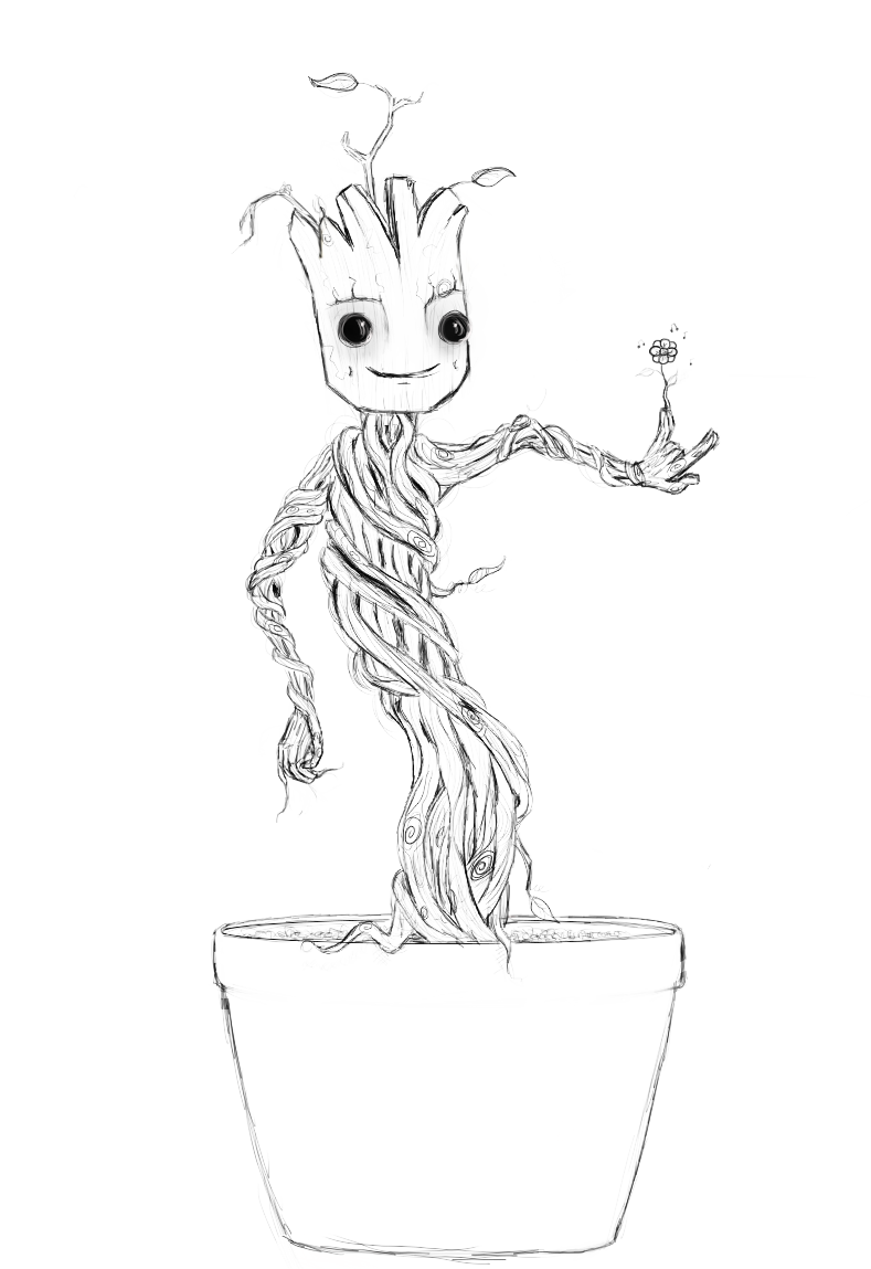 We Are Groot Outline