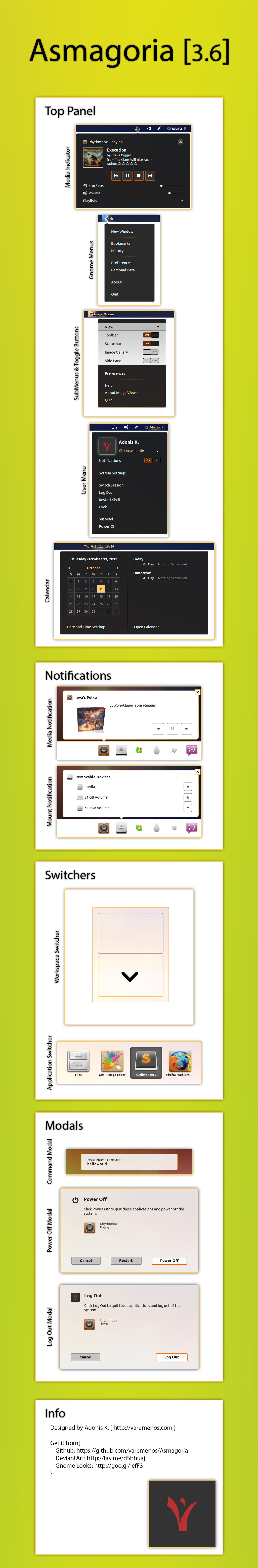 Asmagoria 3.6 - Gnome Shell Theme
