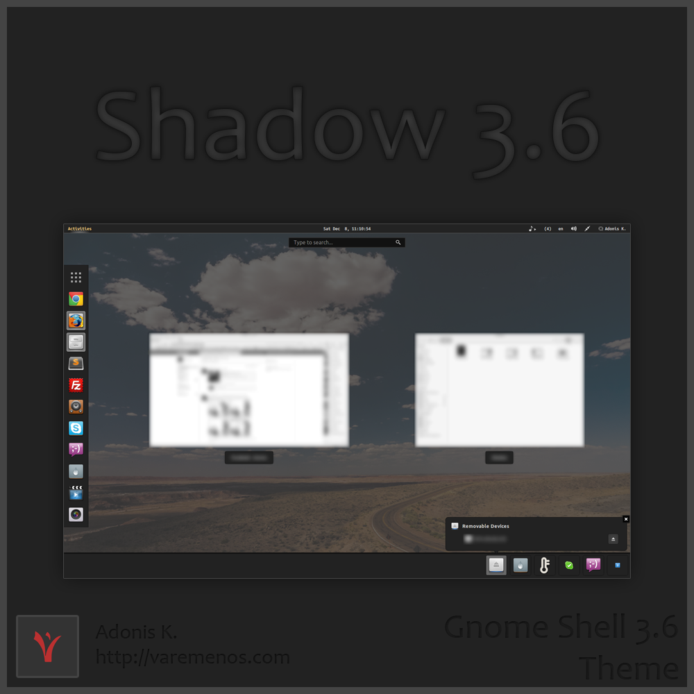 Shadow 3.6 - Gnome Shell Theme