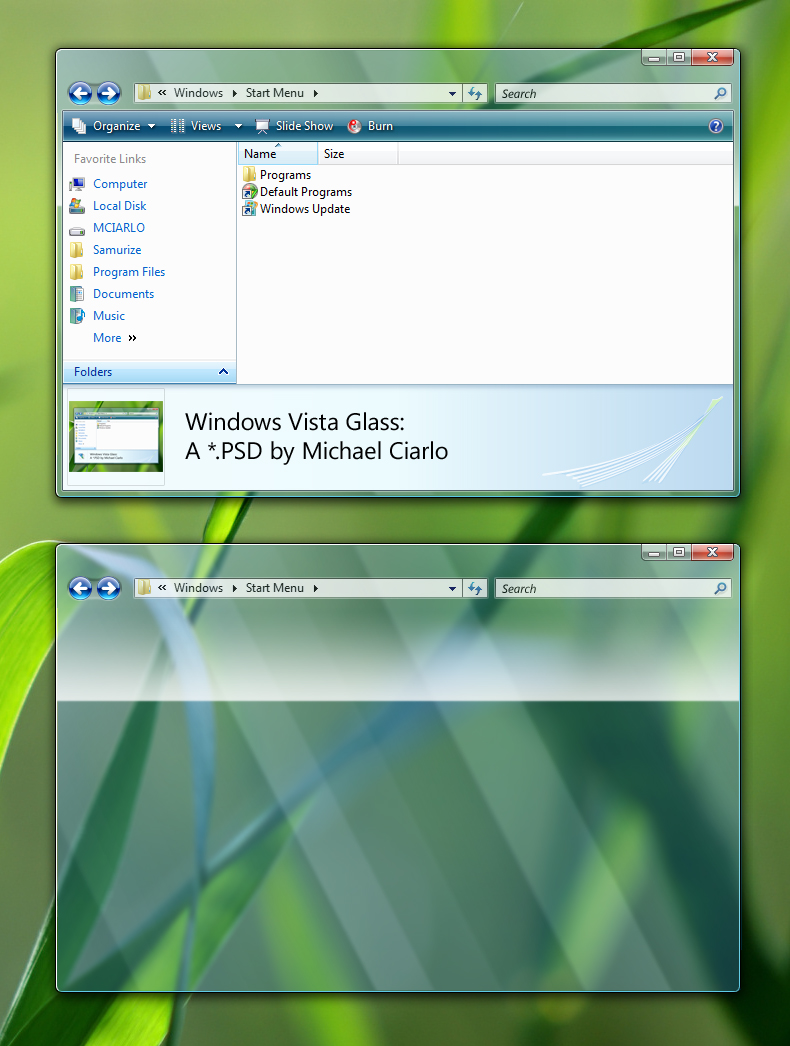 Windows Vista Glass PSD