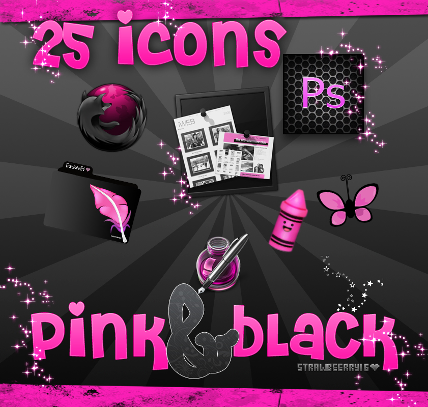 icons pink black .PNG and .ICO