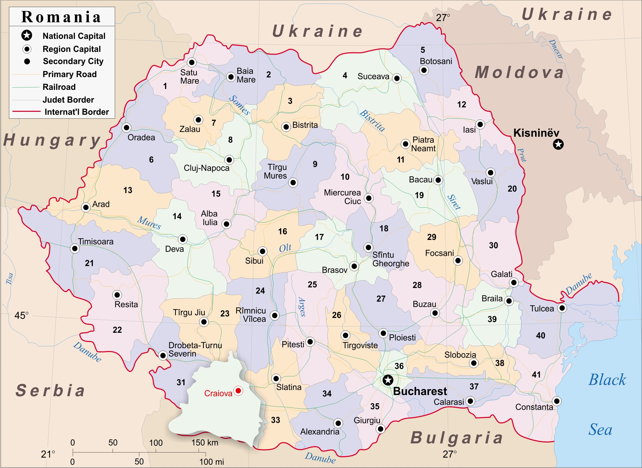 Map of Romania