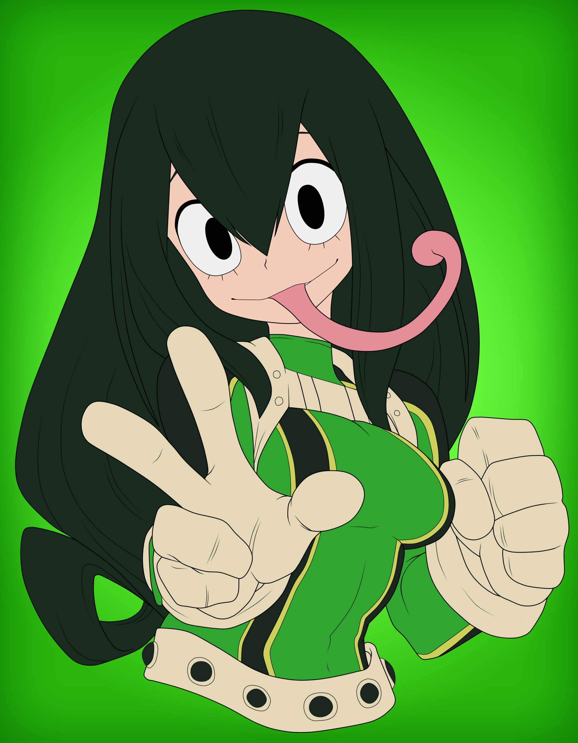 Boku no Hero Tsuyu Asui line + base colour by xDeidar4