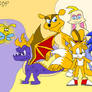 Sonic, Tails, Spyro, Sparx, Hunter and Bianca