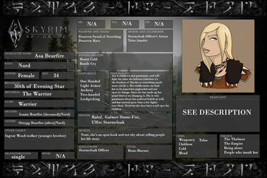 Official Rp Character Sheets On Skyrim Rp Group Deviantart