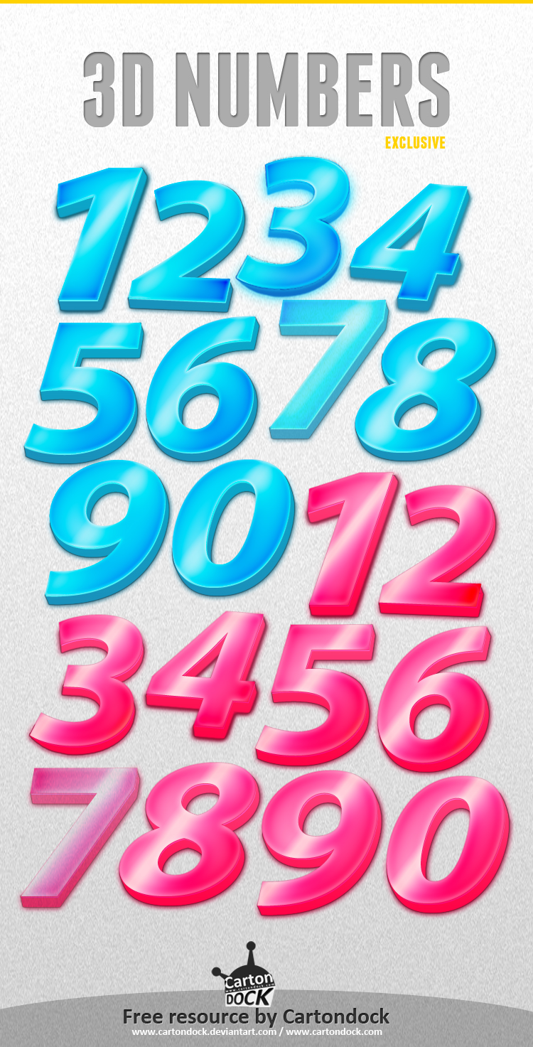 3D Numbers Freebie .psd