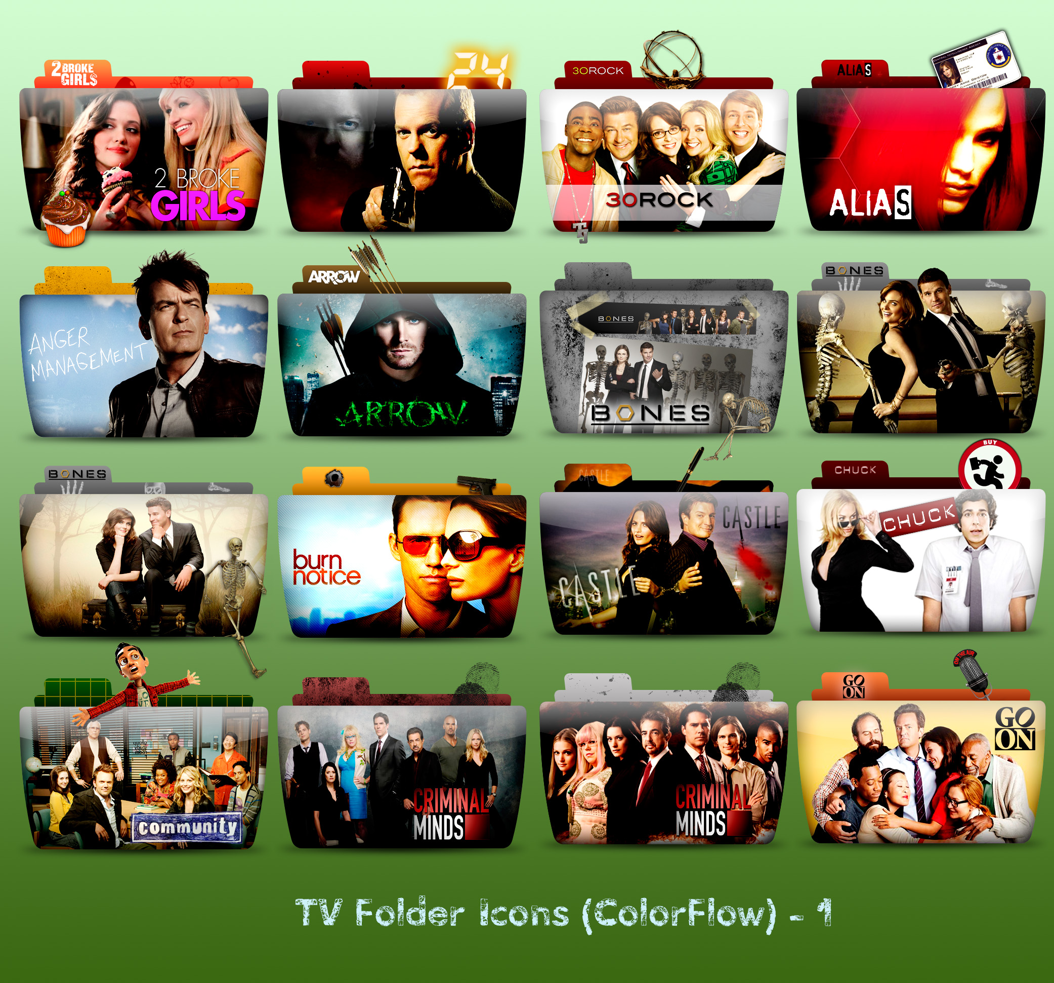 TV Folder Icons ColorFlow . Set 1