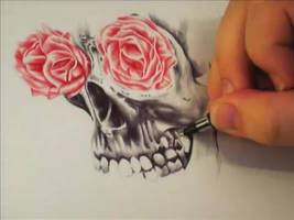 Skull with rose eyes