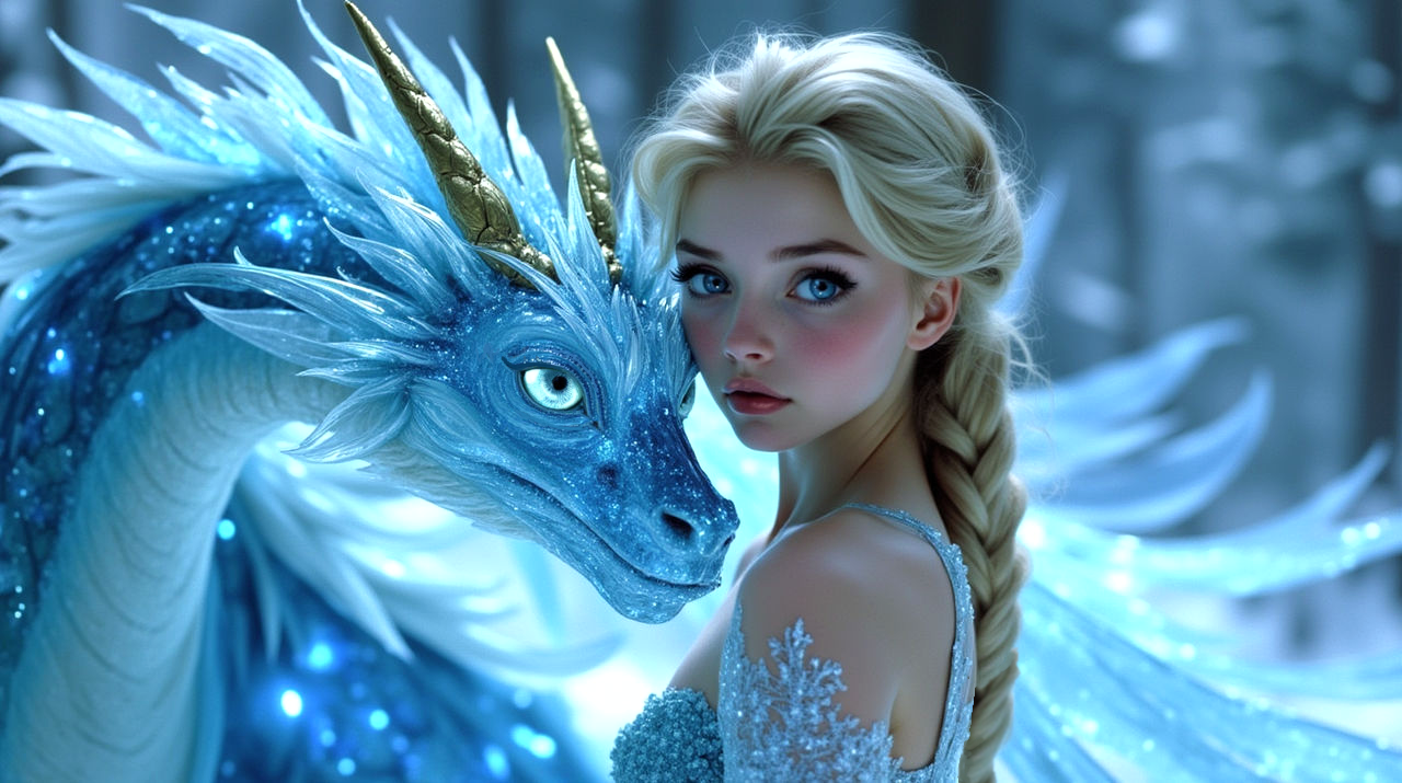Elsa and The Ice Dragon by ValkyrieNZ on DeviantArt