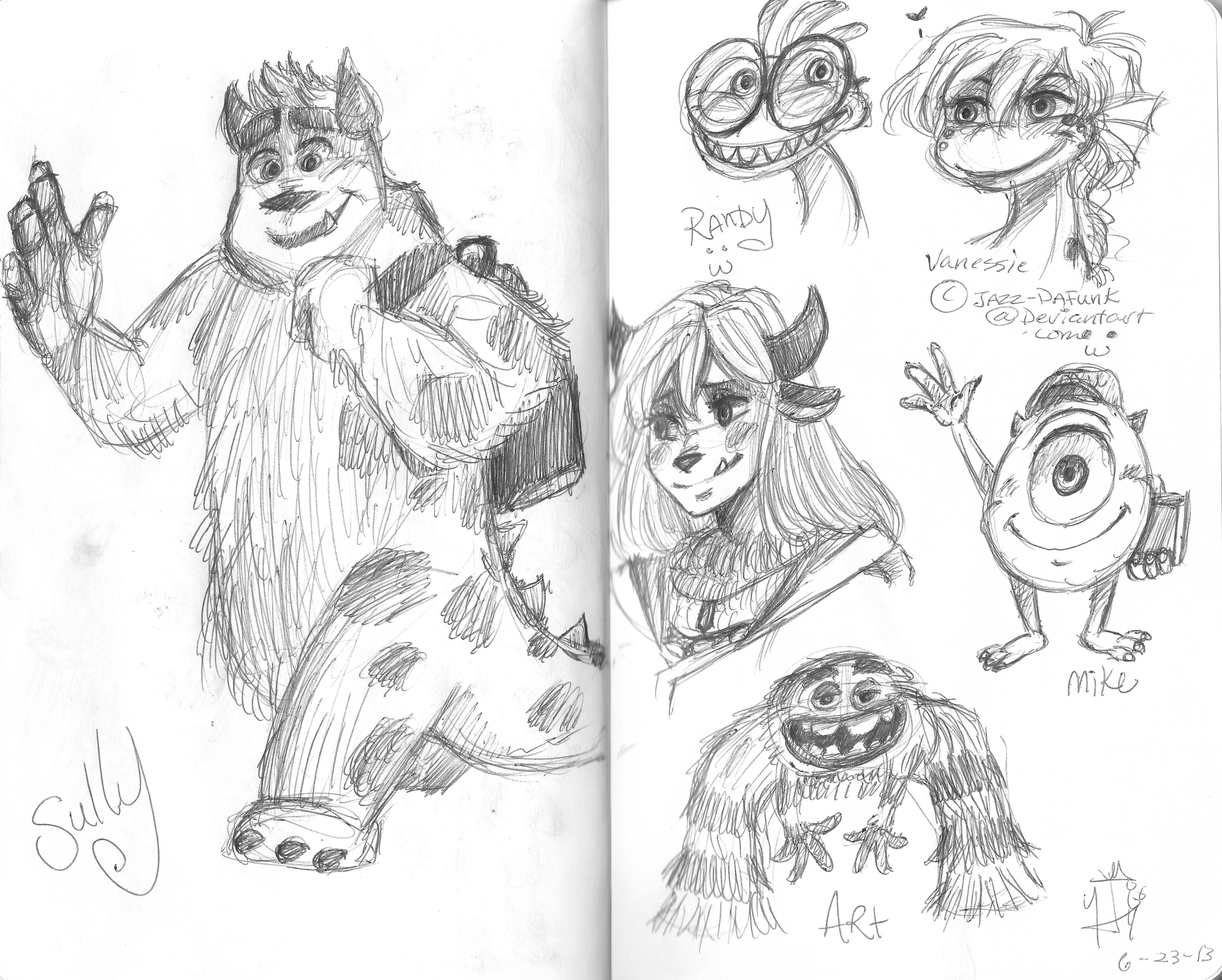 Monsters University Sketches part 1 by princessofDisney27 on