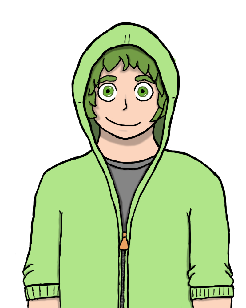 green hoodie character