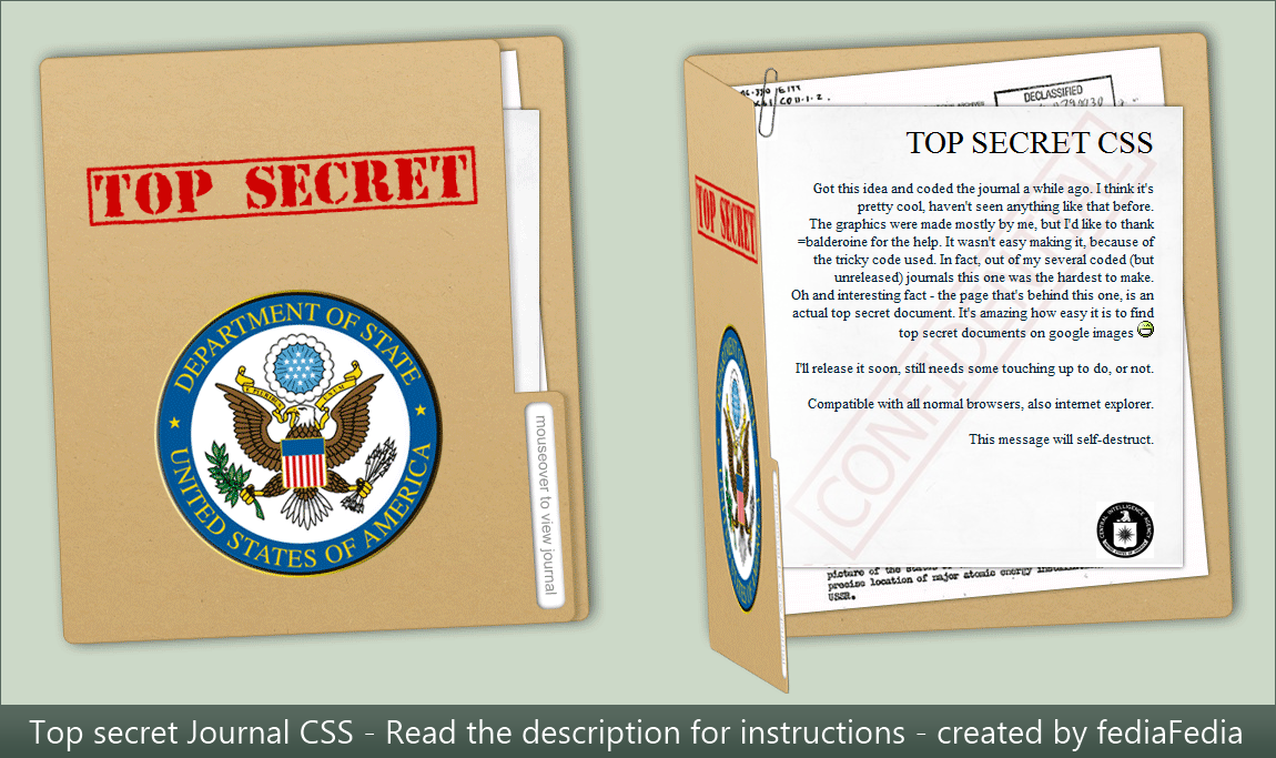 Top Secret Journal Css By Fediafedia On Deviantart