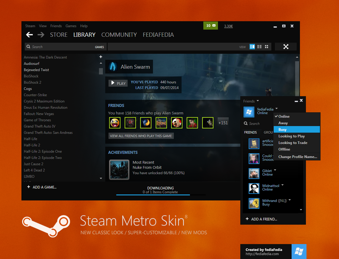 how to install metro for steam skin windows 7