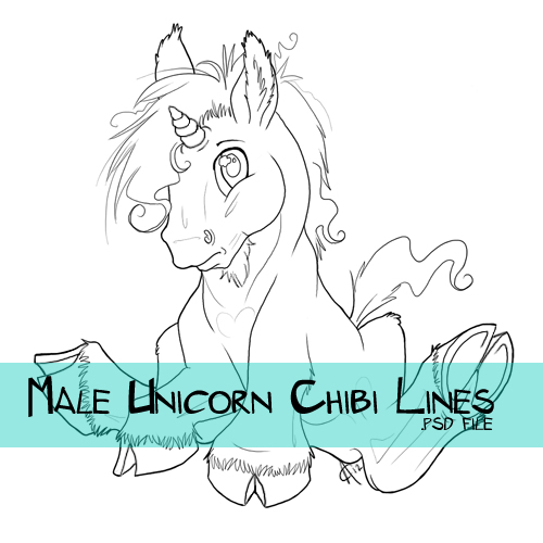 Male Unicorn Chibi Lines