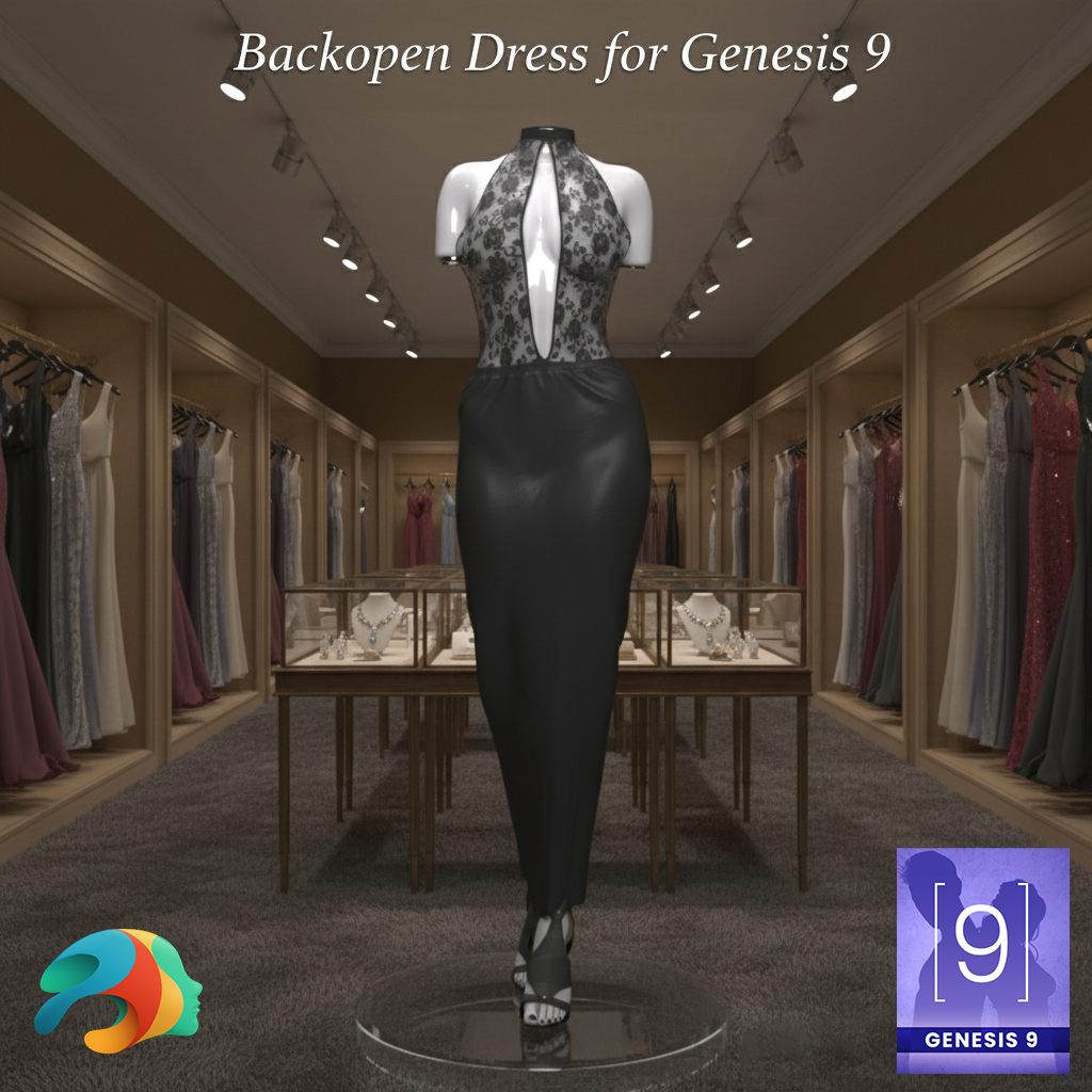 Backopen Dress Outfit for Genesis 9 by Radiantblog on DeviantArt