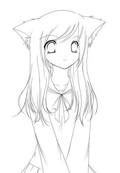 Lineart - Cat Girl