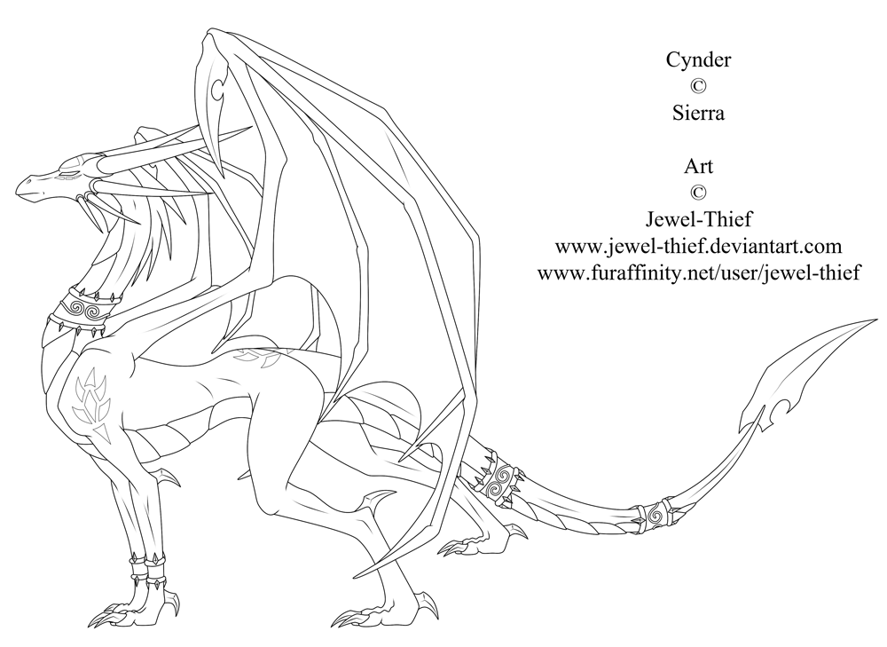 Cynder The Dark Queen-Lineart by Jewel-Thief