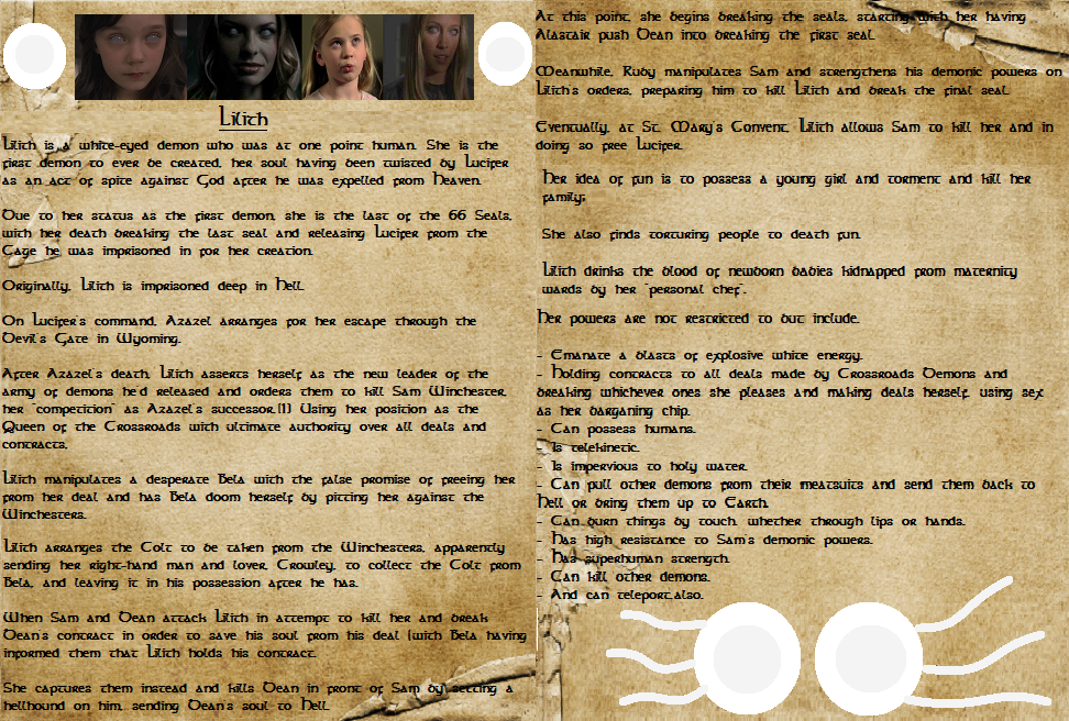 Lilith Charmed Book Of Shadows Entry