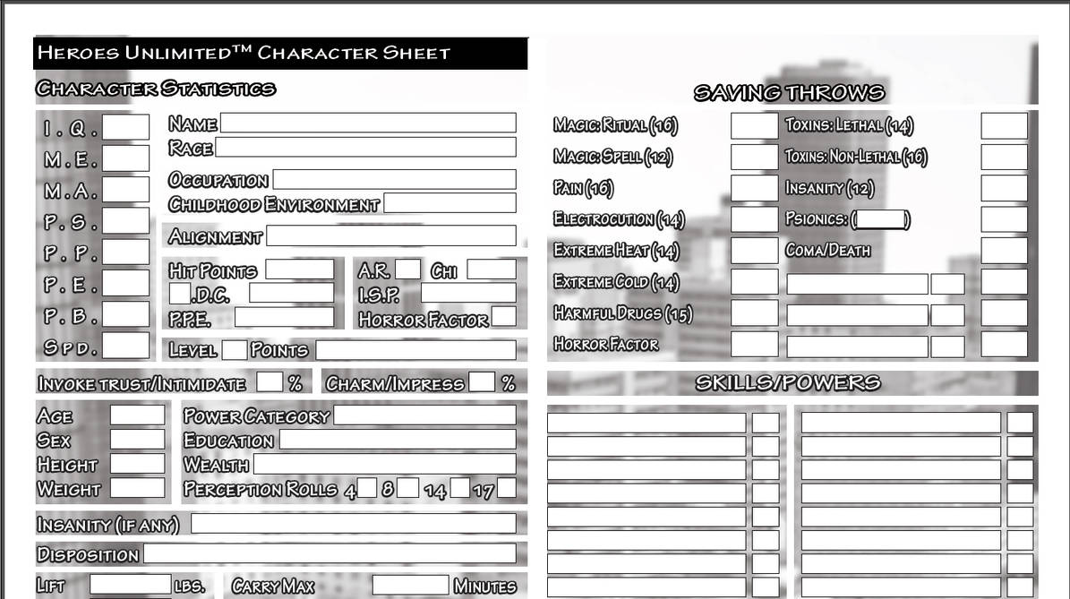 Heroes Unlimited 2022 Character Sheet by MADMANMIKE on DeviantArt