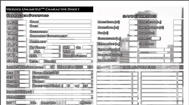 Heroes Unlimited 2022 Character Sheet