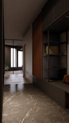 Lawyer apartment entry hall interior render