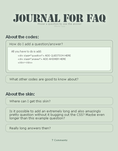 Journal for FAQ