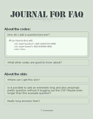 Journal for FAQ by pjuk