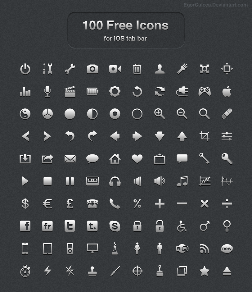 100 Free icons for iOS tab bar