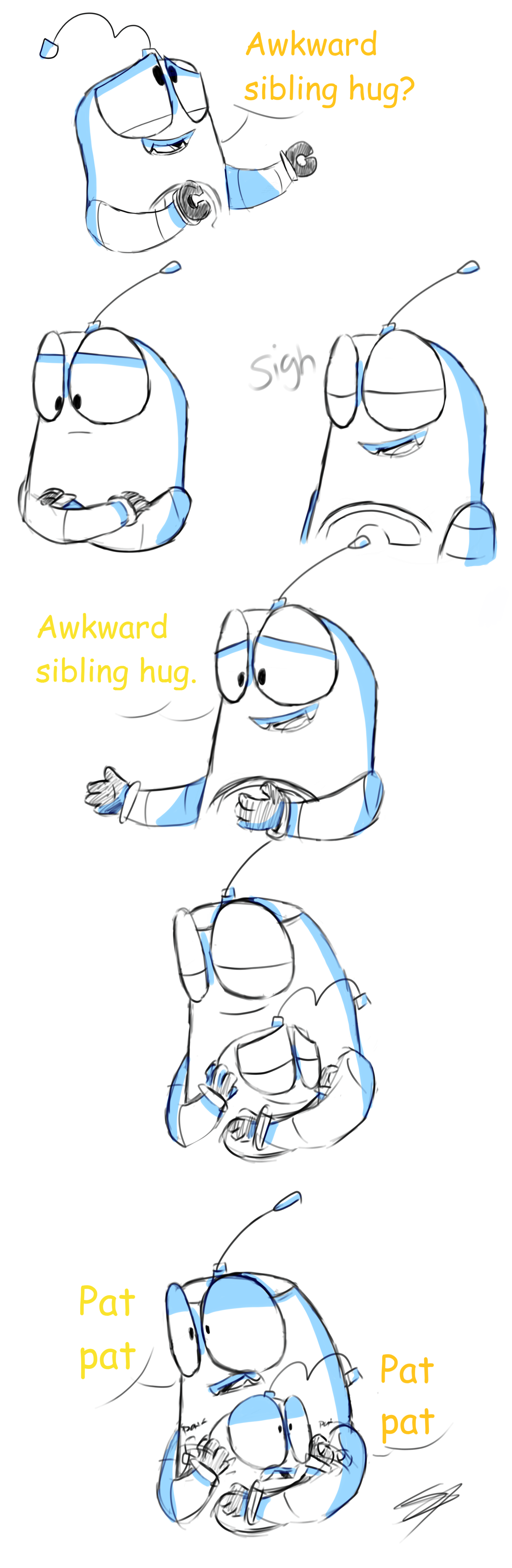awkward sibling hug by punny27 on DeviantArt
