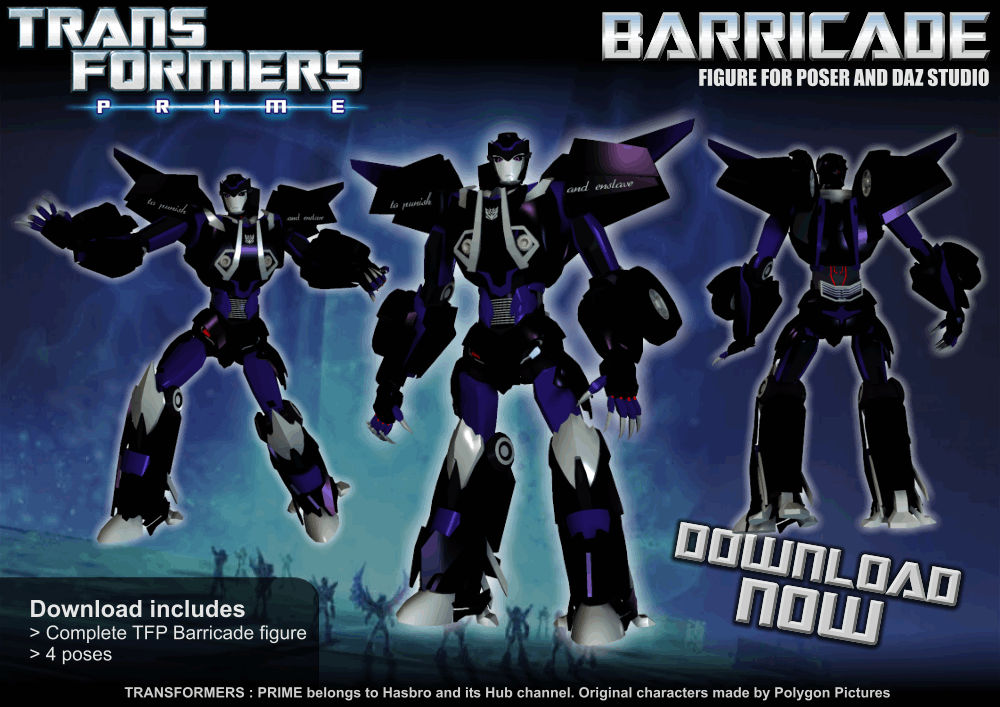 TFP Barricade for Poser by RazzieMbessai on DeviantArt