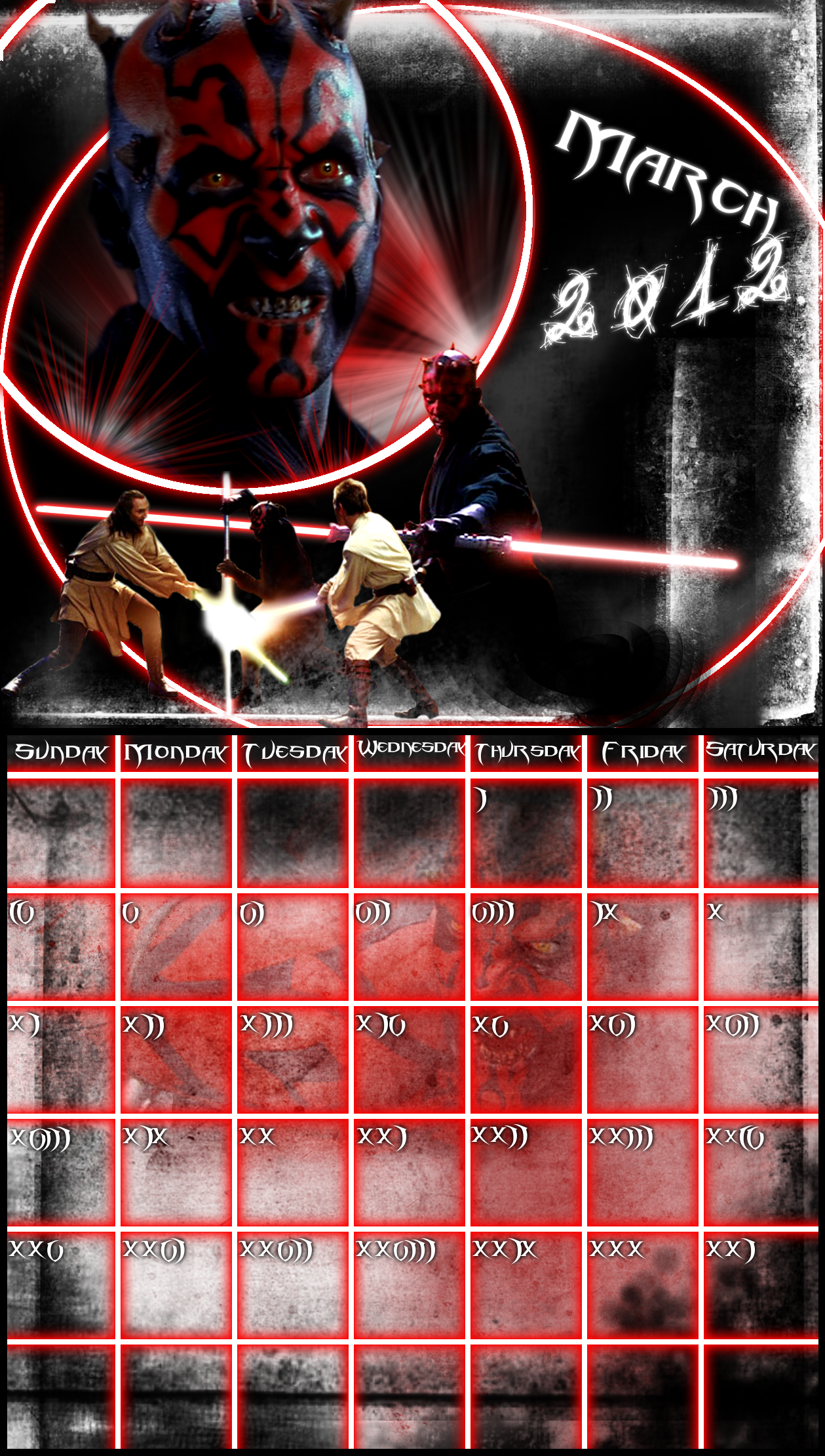 March 2012 Calendar - Star Wars