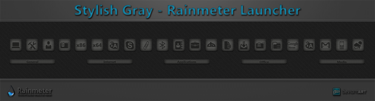 Stylish Gray Rainmeter Launcher