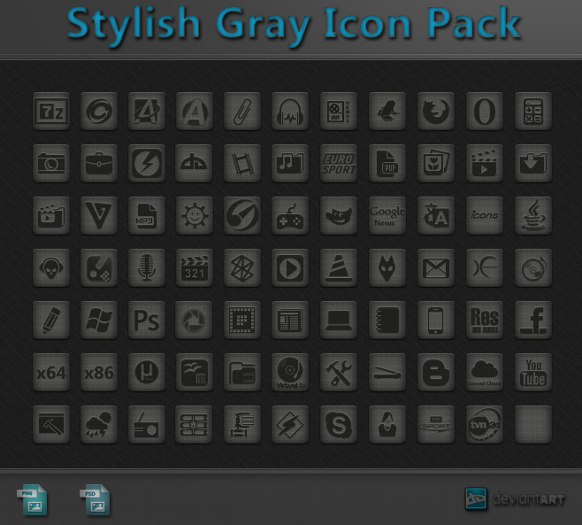 Stylish Gray Icon Pack + PSD