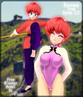 [DL] Ranma from Ranma 1/2 free 3DModel for Blender by banchouforte