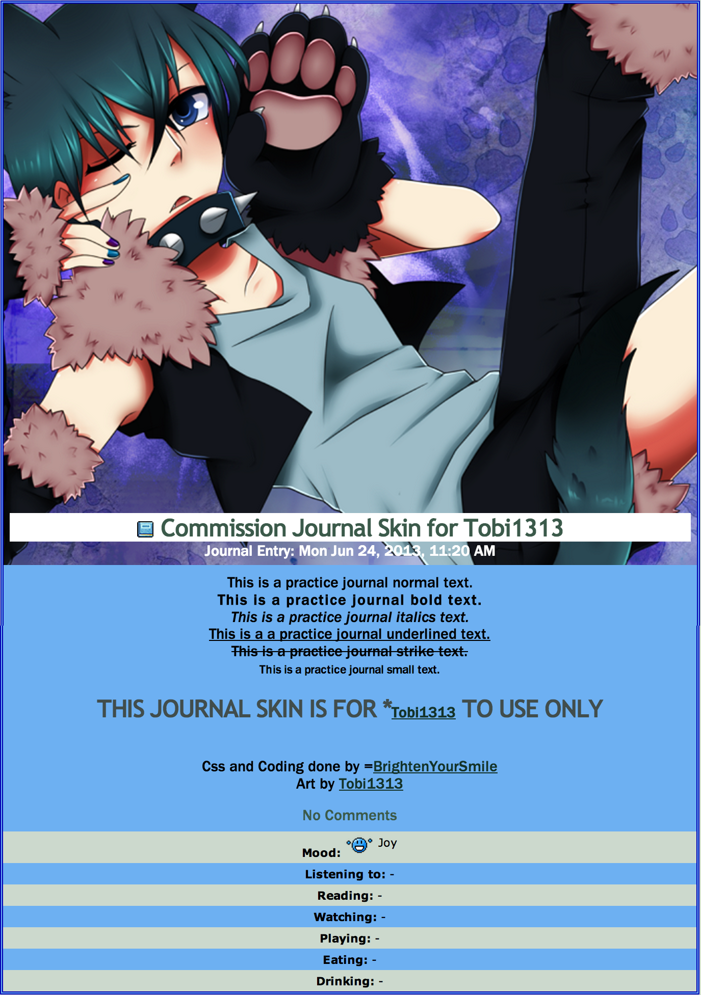 Commission Journal Skin for Tobi1313