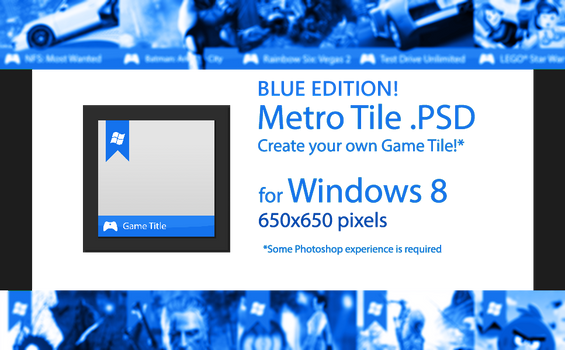 BLUE EDITION! Windows 8 Games Metro Icon .PSD!