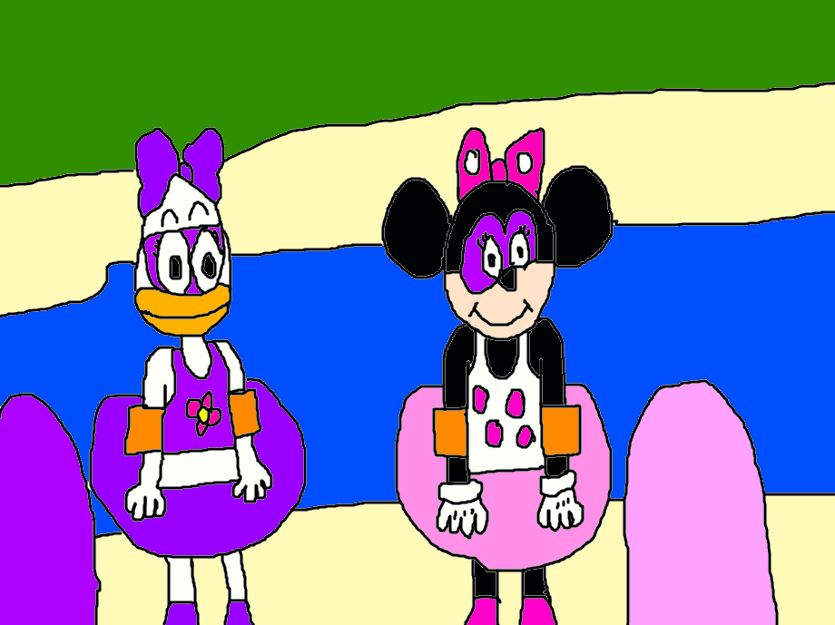 Minnie and Daisy at the Beach by MJEGameandComicFan89 on DeviantArt