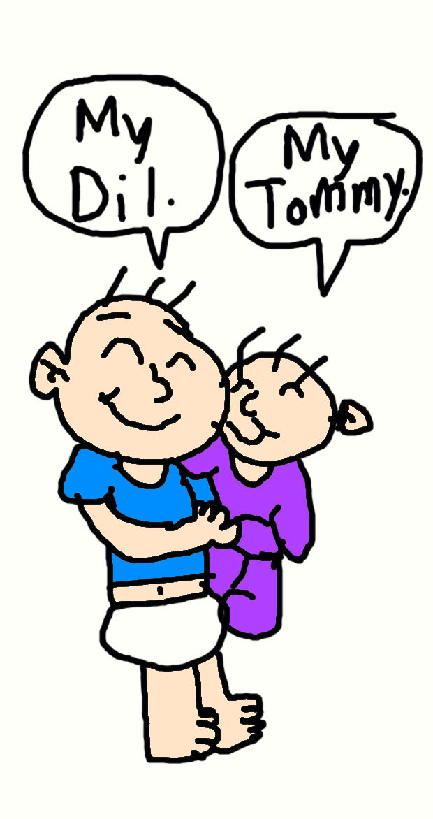 Tommy and Dil hugging in The Rugrats Movie by on