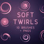 Soft Twirl Photoshop Brushes and PNGs (Sets of 10)