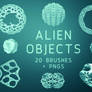 Alien Objects PS Brushes and PNGs (Sets of 20)