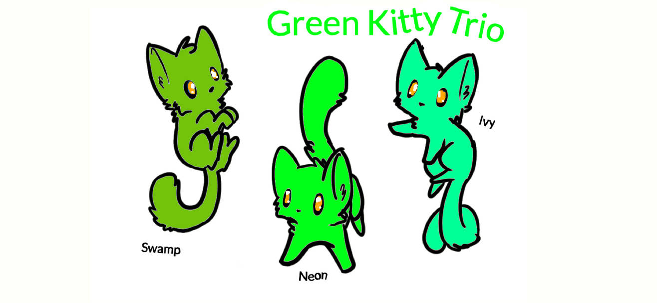 The Green Kitty Trio by SharaTheKittay on DeviantArt