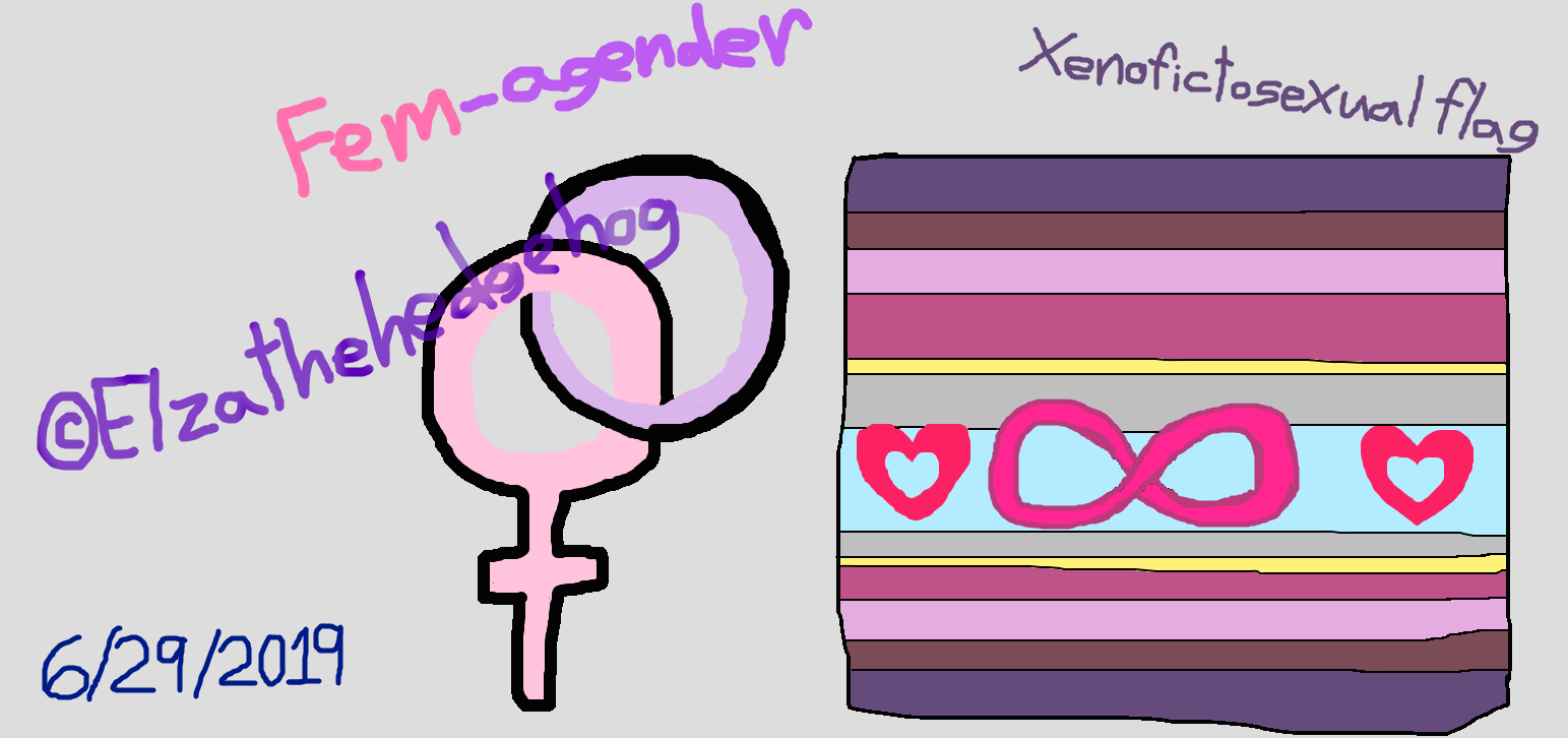 Fem Agender Symbol And Xenofictosexual Flag By Elzathehedgehog On Deviantart Fem Agender Symbol And Xenofictosexual Flag By Elzathehedgehog On Deviantart