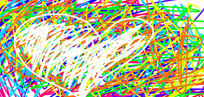 Scribble rainbow and white heart wallpaper