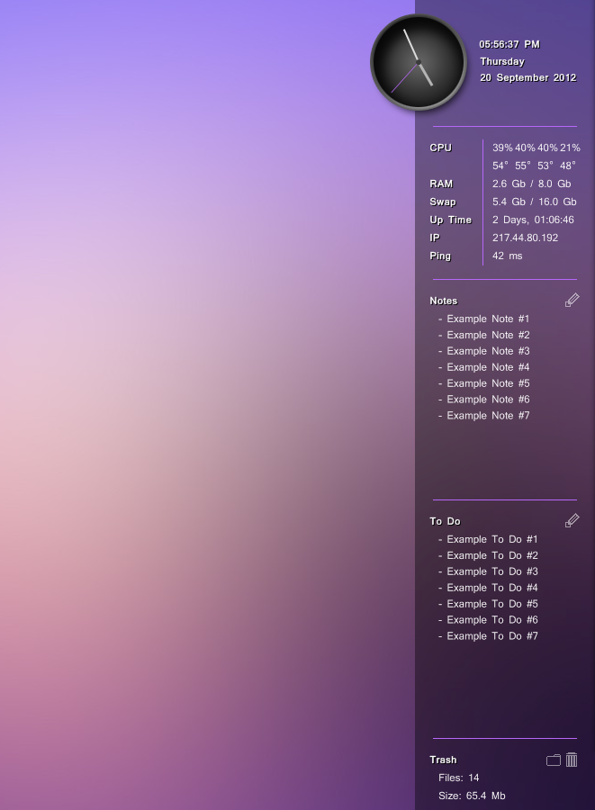 Violet Core Panel [Rainmeter]