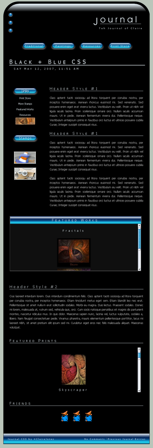 Black + Blue CSS Layout by ClaireJones, visual art