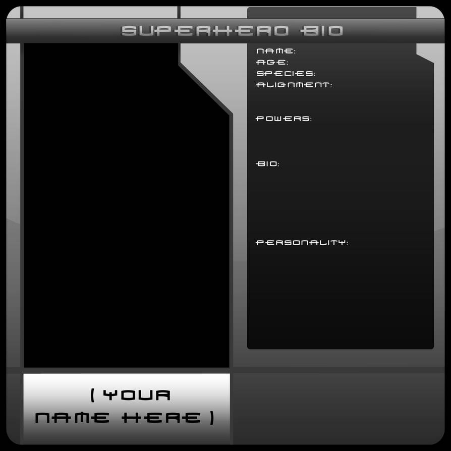 Blank Superhero Bio Template by KingDvo on DeviantArt With Free Bio Template Fill In Blank