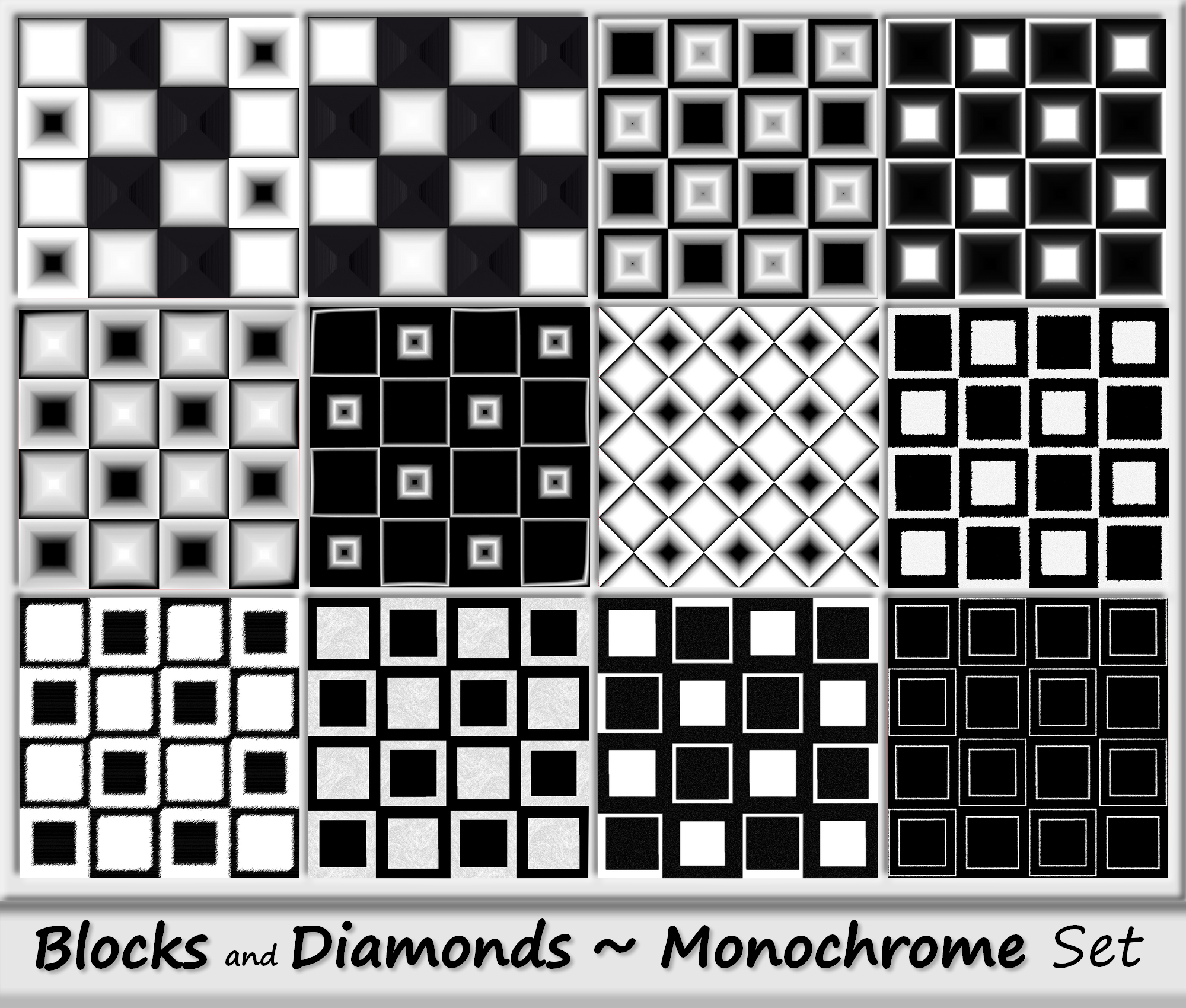 Blocks and Diamonds-Monochrome Set