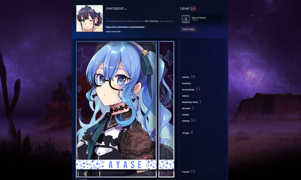 Steam Profile Artwork - Hololive Hoshimachi Suisei by mentalost on